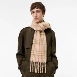 Narrow Check Alpaca Wool Blend Scarf