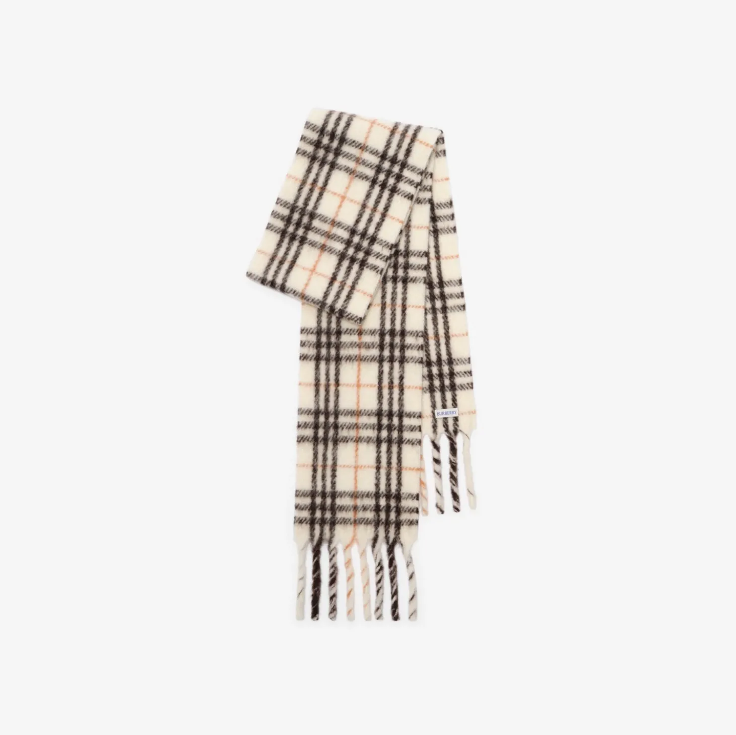 Narrow Check Alpaca Wool Blend Scarf