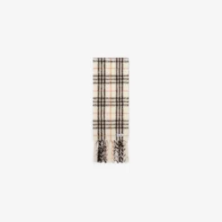Narrow Check Alpaca Wool Blend Scarf