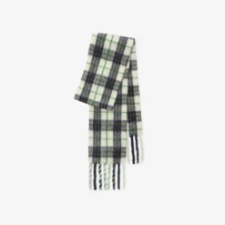 Narrow Check Alpaca Wool Blend Scarf