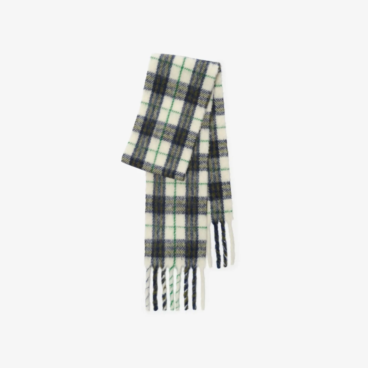 Narrow Check Alpaca Wool Blend Scarf