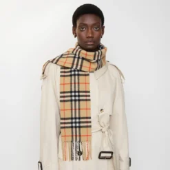 Narrow Check Cashmere Scarf