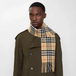 Narrow Check Cashmere Scarf