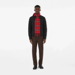 Narrow Check Cashmere Scarf