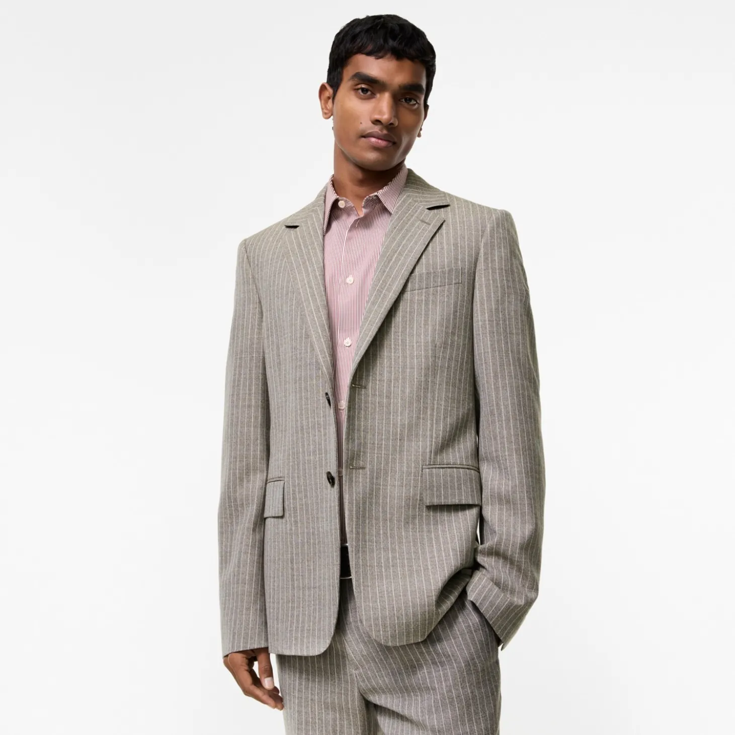 Pinstriped Wool Sloane Tailored Jacket