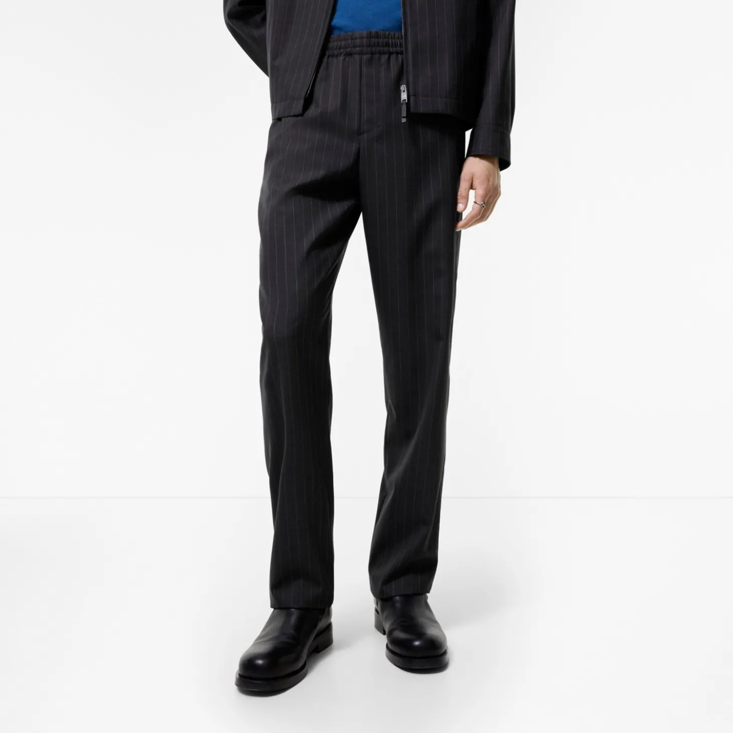 Pinstriped Wool Track Pants