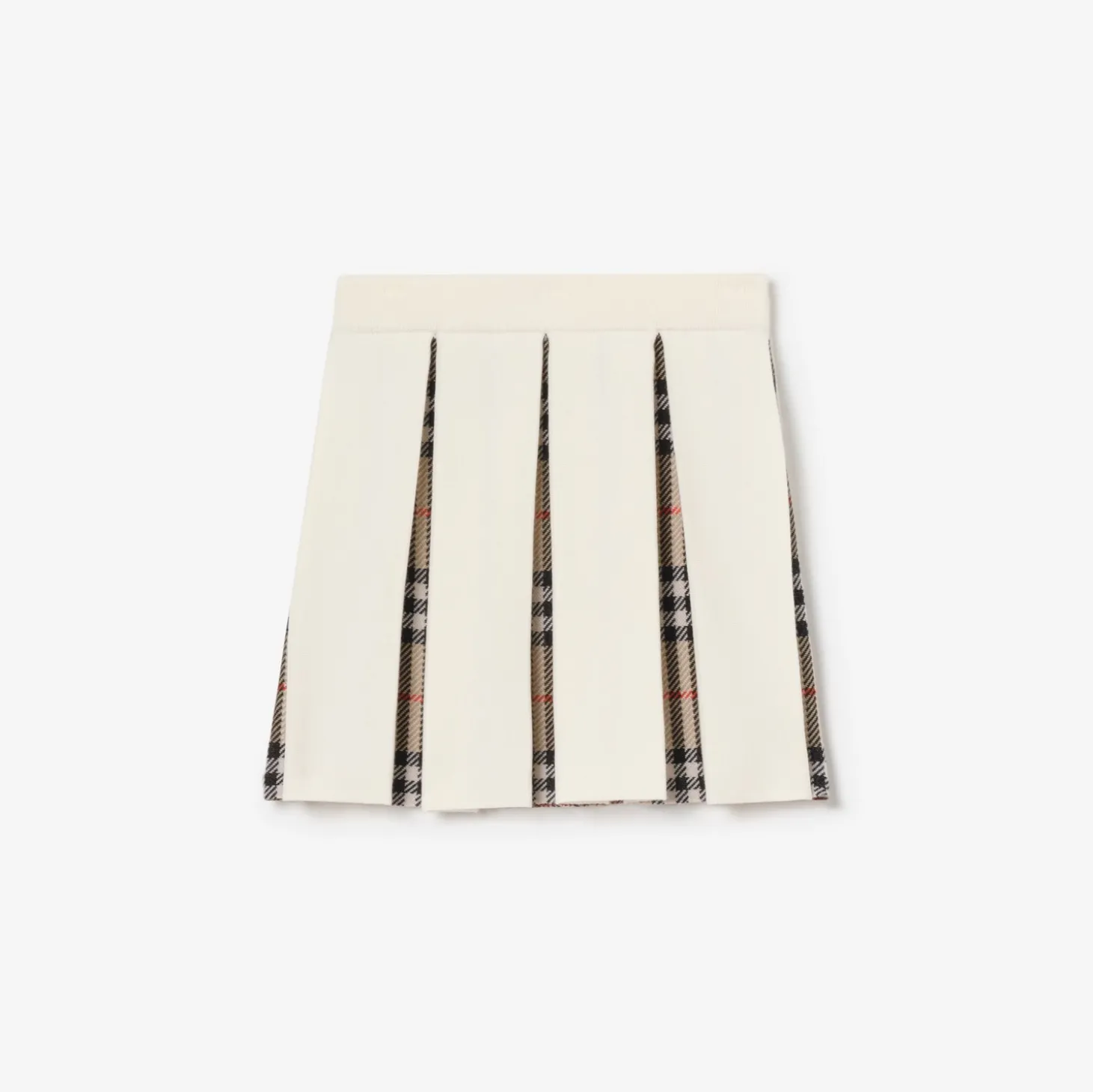 Pleated Check Wool Blend Skirt