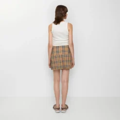 Pleated Check Wool Mini Kilt