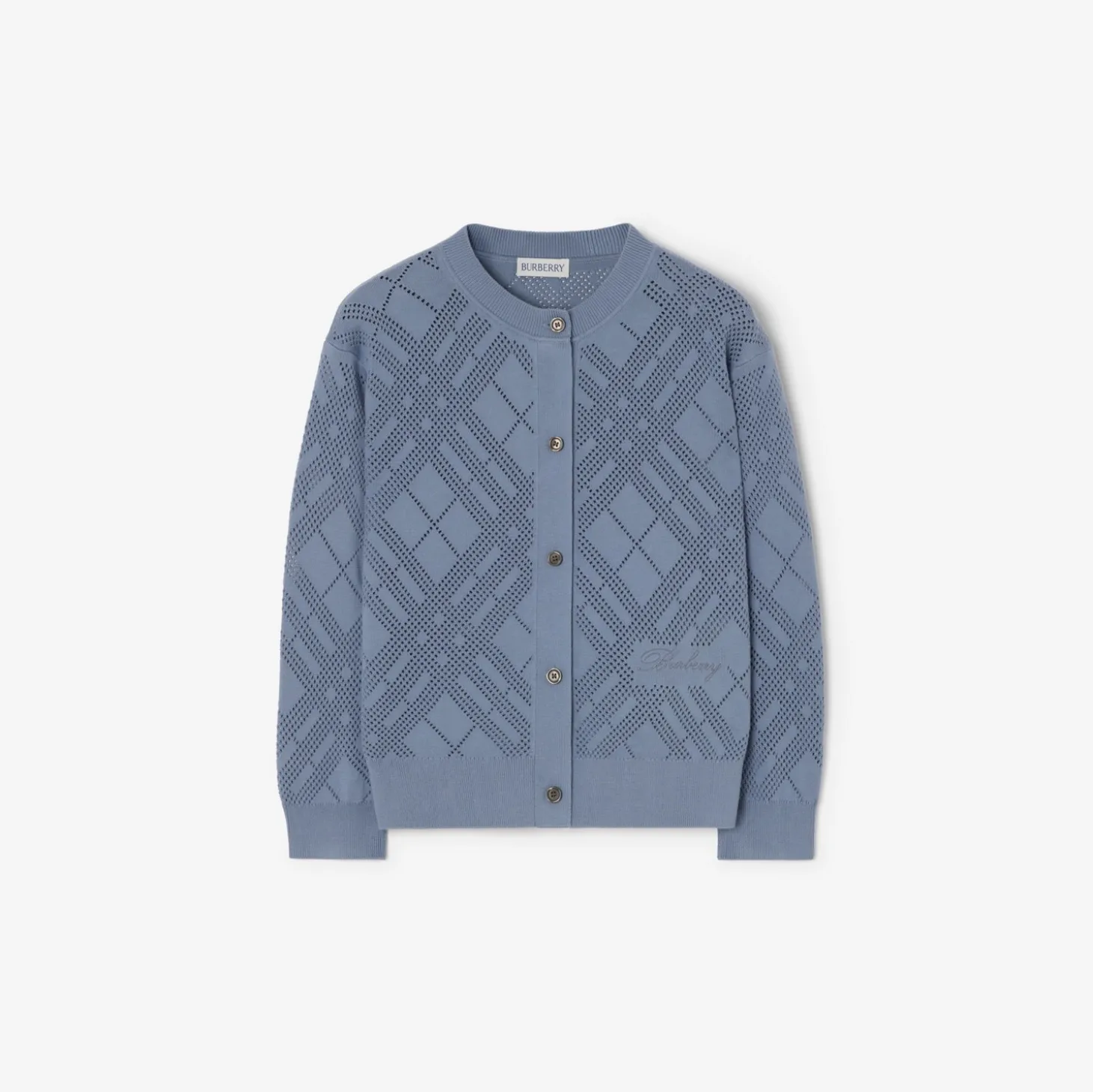 Pointelle Knit Cotton Cardigan