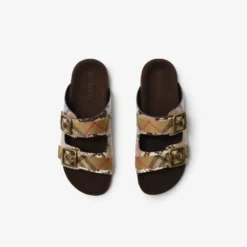 Python-print Leather Urchin Sandals​