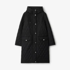 Quilted Nylon Hooded Coat