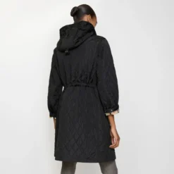 Quilted Nylon Hooded Coat