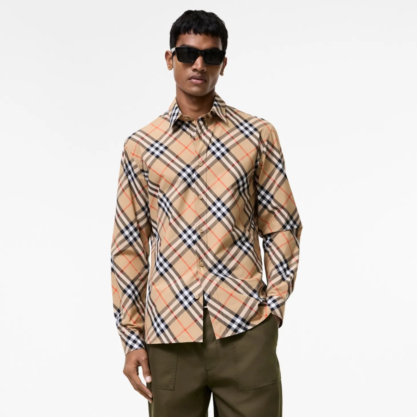Relaxed Fit Check Cotton Poplin Shirt