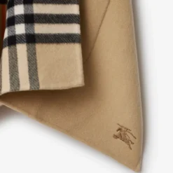 Reversible Check Cashmere Hooded Cape