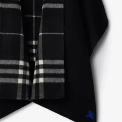 Reversible Check Cashmere Hooded Cape