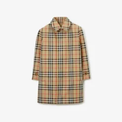 Reversible Check Gabardine Car Coat