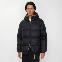 Reversible Check Hooded Puffer Jacket