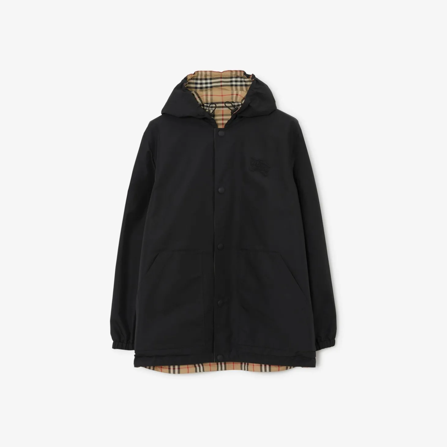 Reversible Check Nylon Hooded Jacket