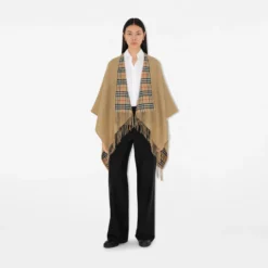 Reversible Check Wool Cape