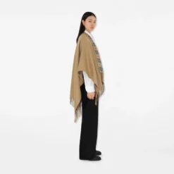 Reversible Check Wool Cape