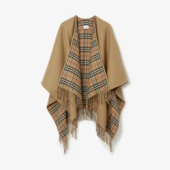 Reversible Check Wool Cape