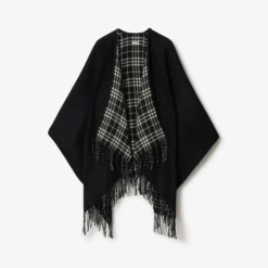 Reversible Check Wool Cape