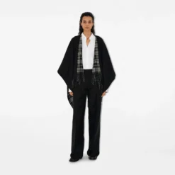 Reversible Check Wool Cape