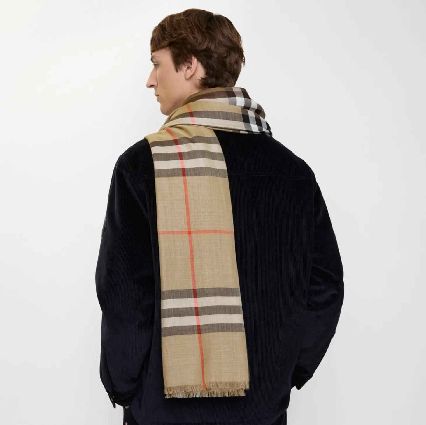 Reversible Check Wool Silk Scarf