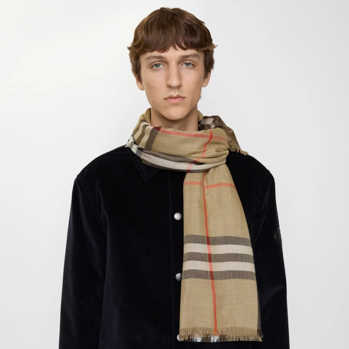 Reversible Check Wool Silk Scarf