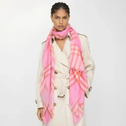 Reversible Check Wool Silk Scarf