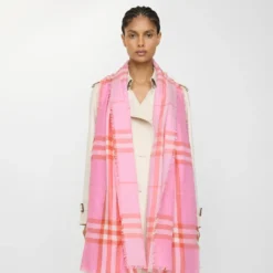Reversible Check Wool Silk Scarf