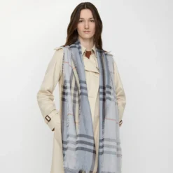 Reversible Check Wool Silk Scarf