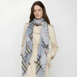Reversible Check Wool Silk Scarf