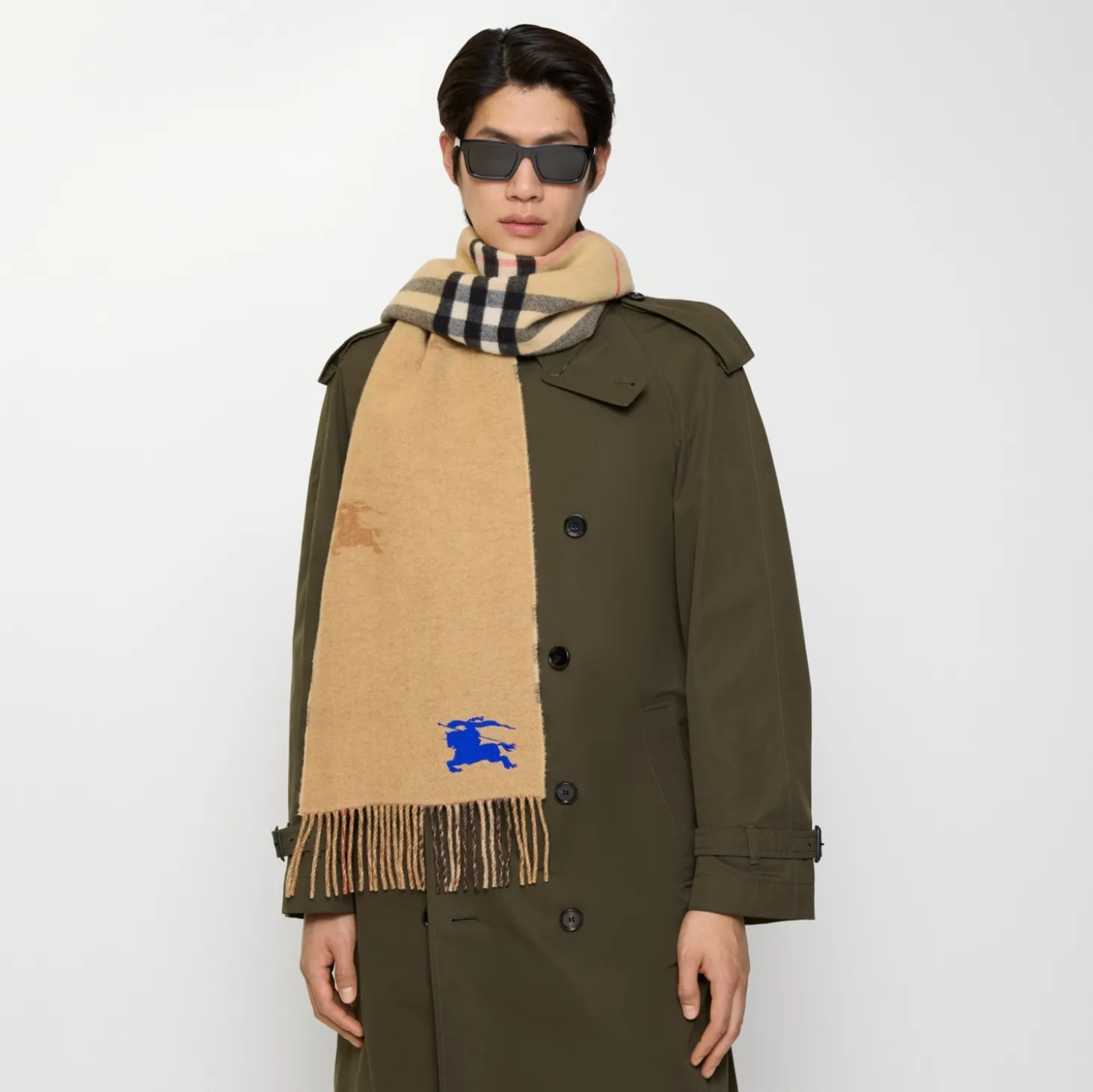 Reversible Knight Check Cashmere Scarf