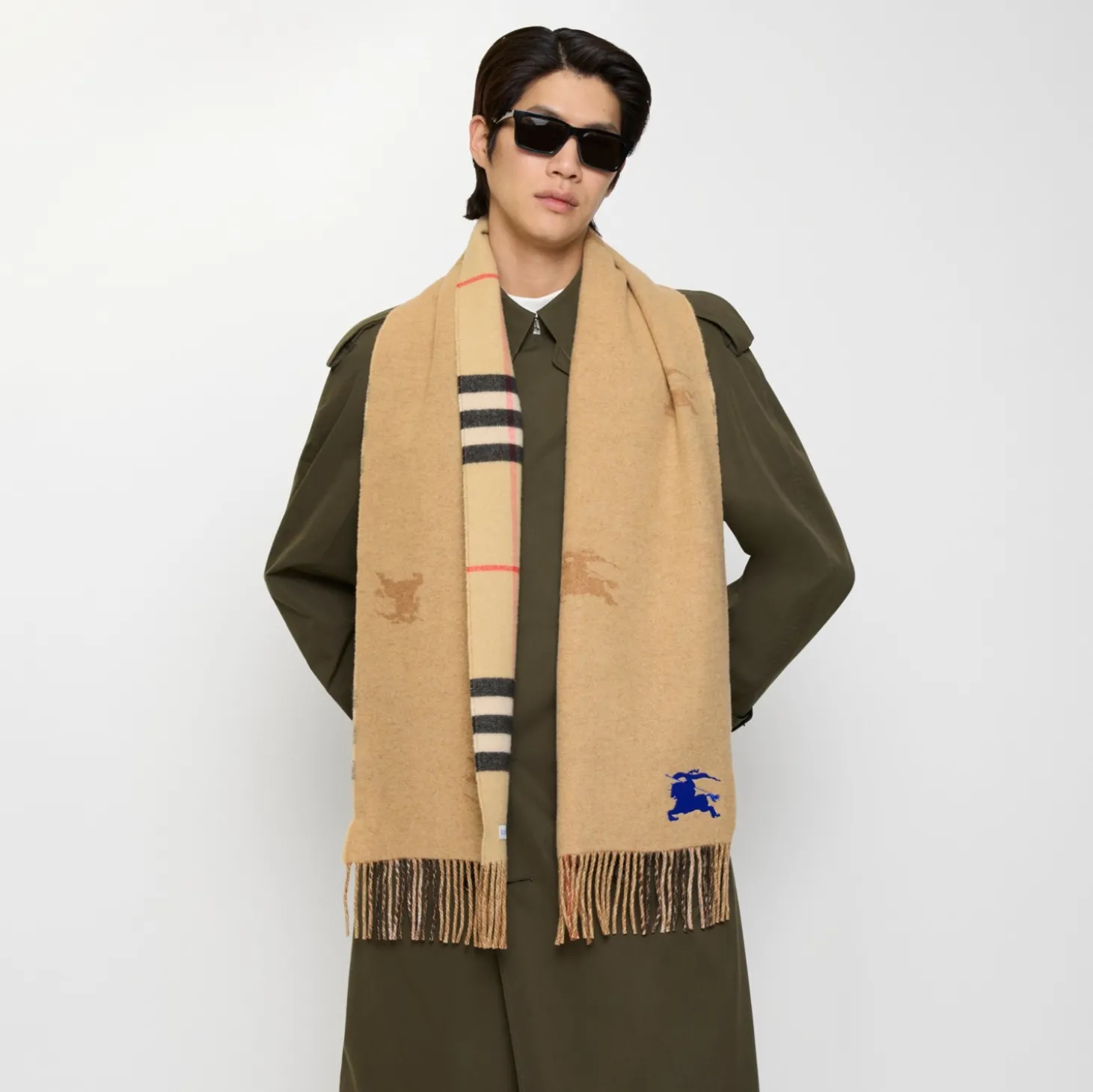 Reversible Knight Check Cashmere Scarf