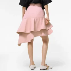Ruffled Gabardine Trench Skirt