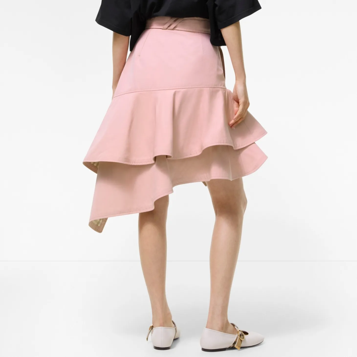 Ruffled Gabardine Trench Skirt
