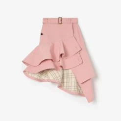 Ruffled Gabardine Trench Skirt