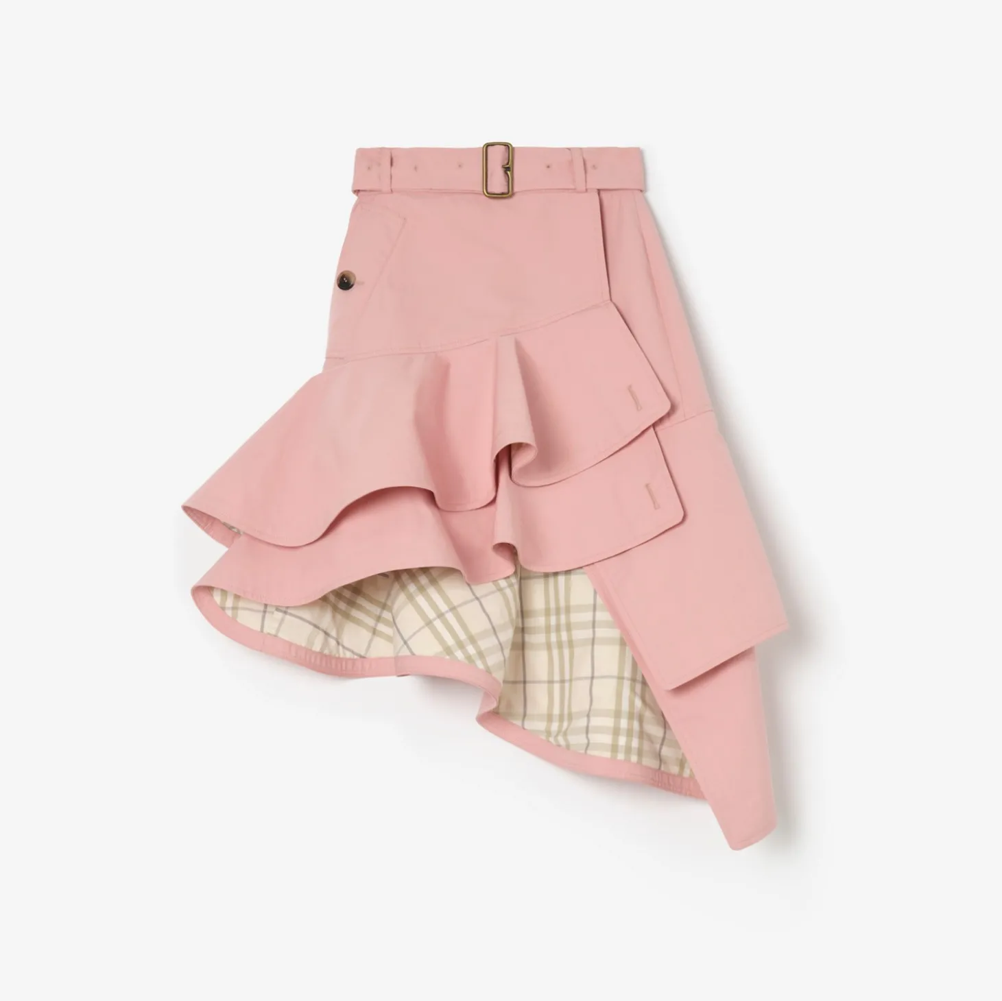 Ruffled Gabardine Trench Skirt