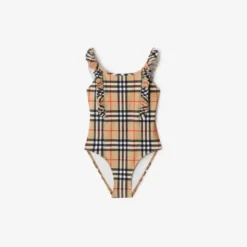 Ruffle Trim Check Swimsuit