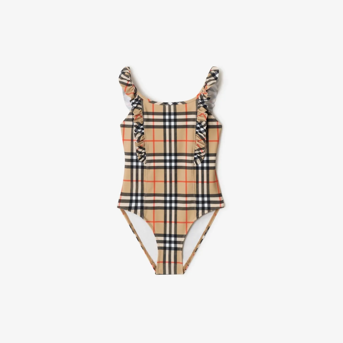 Ruffle Trim Check Swimsuit