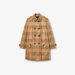 Short Check Coated Raffia-effect Summerside Trench Coat