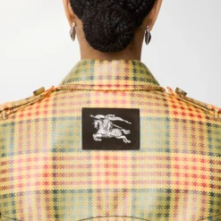 Short Check Coated Raffia-effect Summerside Trench Coat