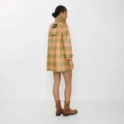 Short Check Coated Raffia-effect Summerside Trench Coat