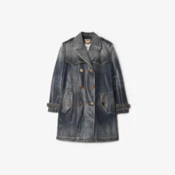 Short Coated Denim Trench Coat