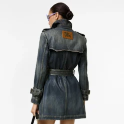 Short Coated Denim Trench Coat