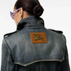 Short Coated Denim Trench Coat