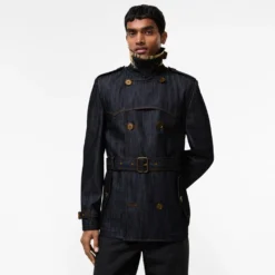 Short Denim Trench Coat