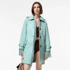Short Fringed Leather Car Coat