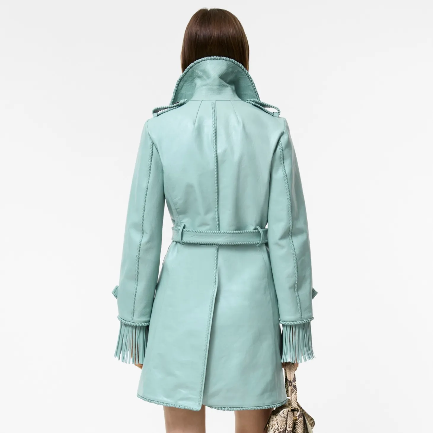 Short Fringed Leather Car Coat